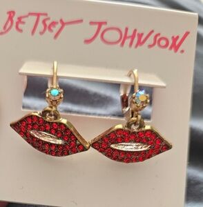 Betsey Johnson Red Lip Earrings